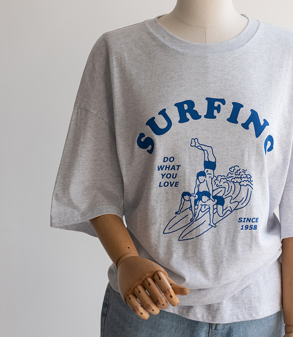 드로잉 서핑 코튼 티셔츠[티셔츠BYB37]